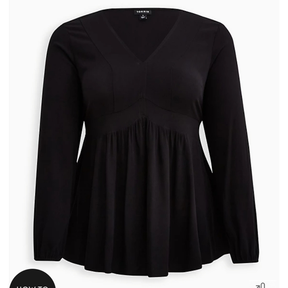 torrid Tops - BABYDOLL BLOUSE - GAUZE BLACK SIZE 2